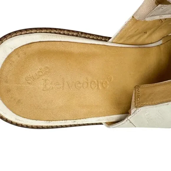 Studio Belvedere‎ White Eel Leather Slingback Sandals 9 Western Hand Made Unique - Picture 8 of 15